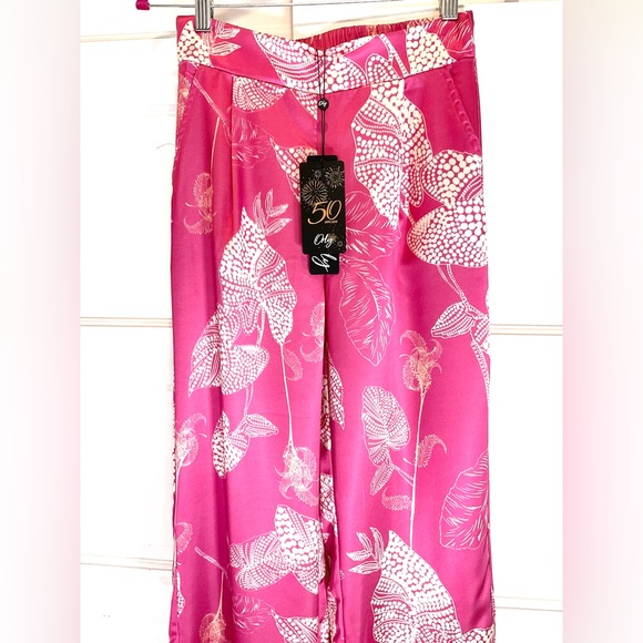 🌸 VIBRANT PINK TROPICAL 🌴 PRINT PANTS - Picture 7 of 16